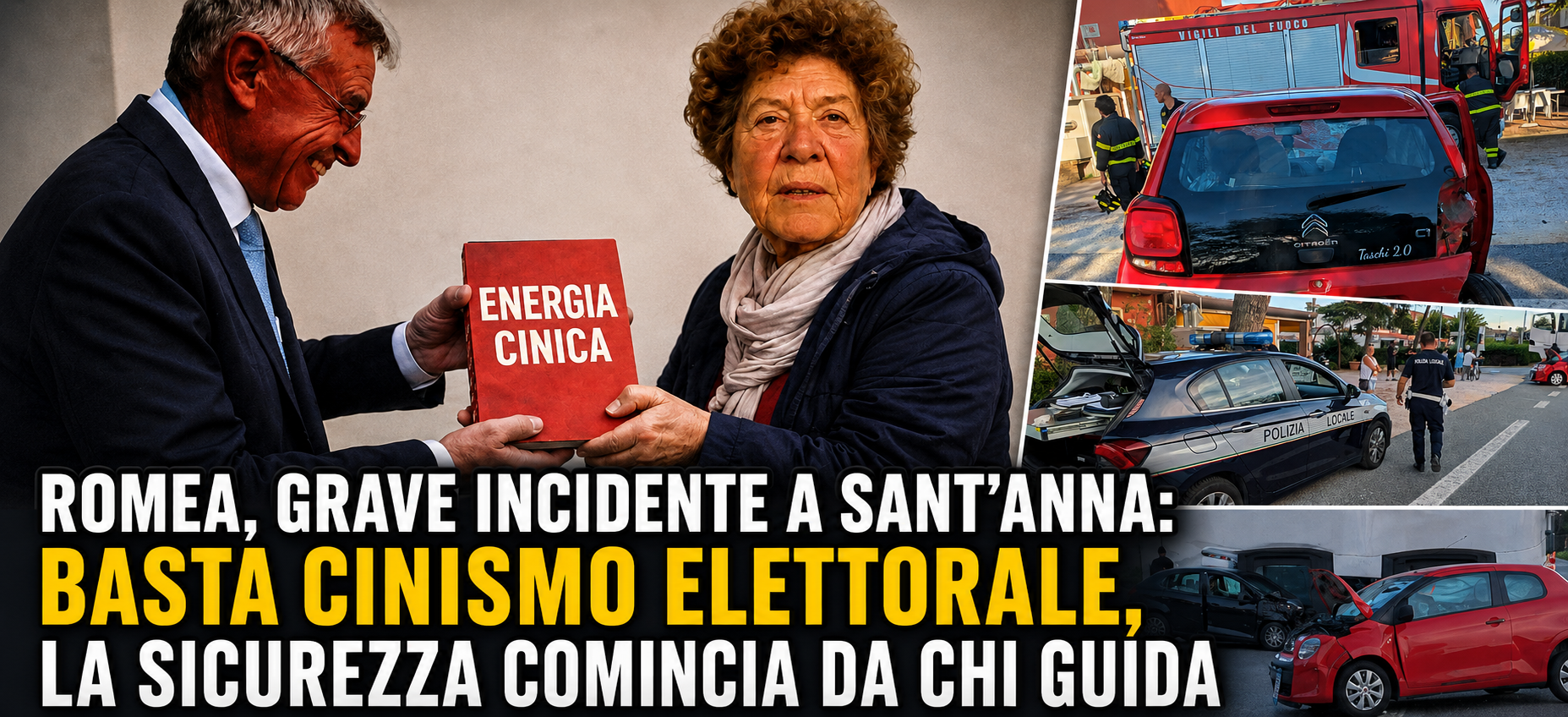 ROMEA, GRAVE INCIDENTE A SANT’ANNA: BASTA CINISMO ELETTORALE, LA SICUREZZA COMINCIA DA CHI GUIDA