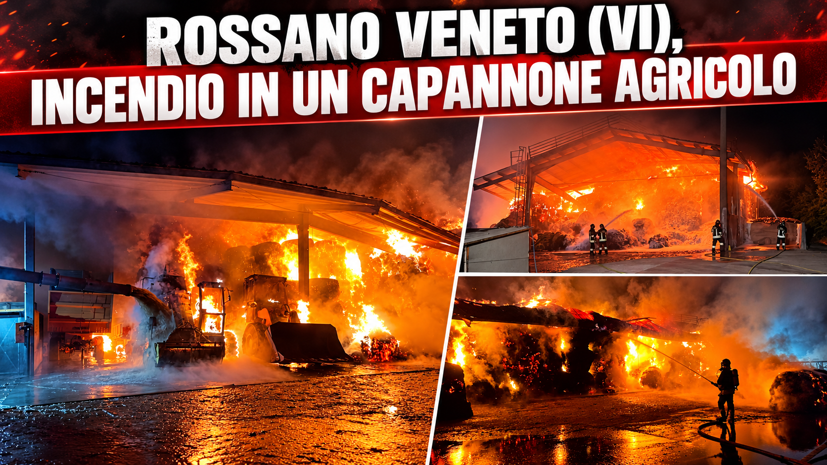 ROSSANO VENETO (VI), INCENDIO IN UN CAPANNONE AGRICOLO 