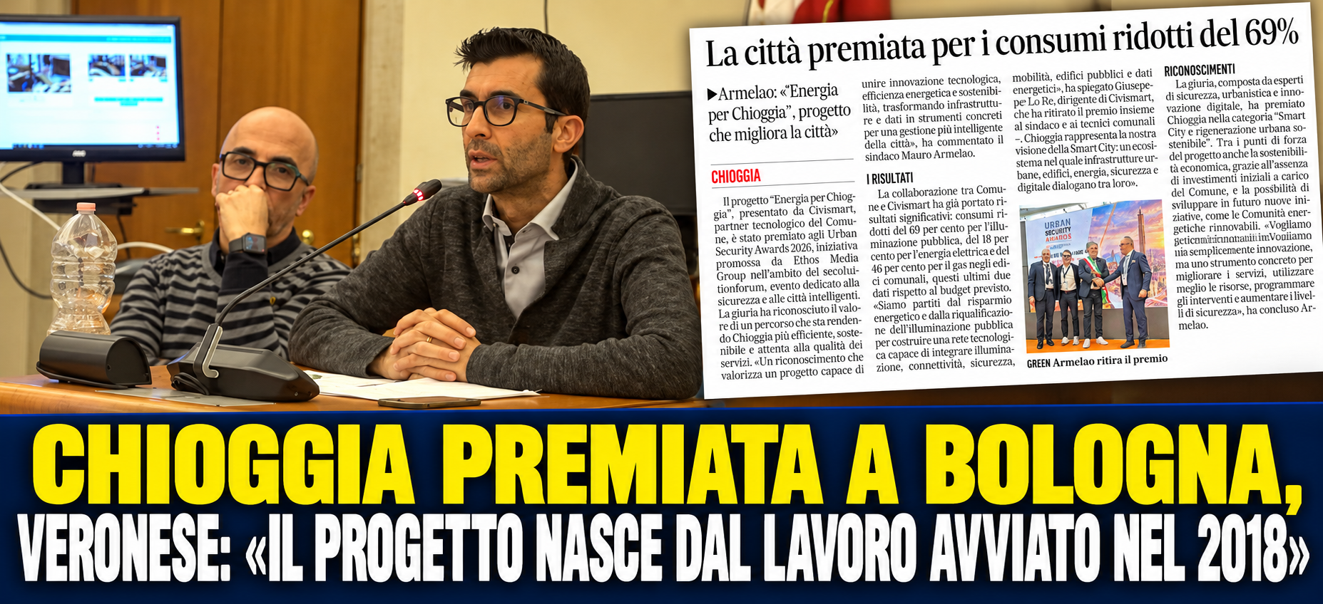 CHIOGGIA PREMIATA A BOLOGNA, VERONESE: «IL PROGETTO NASCE DAL LAVORO AVVIATO NEL 2018»