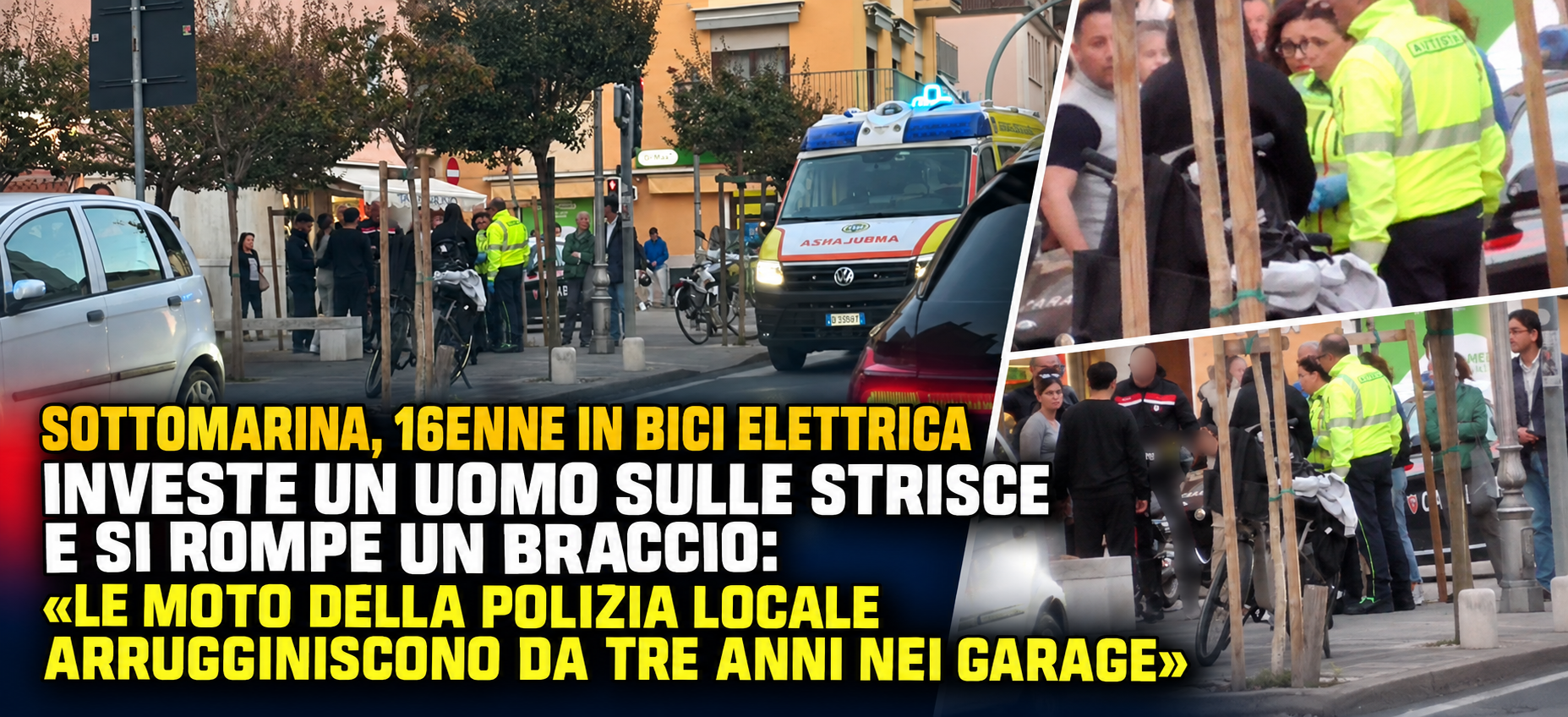 SOTTOMARINA, 16ENNE IN BICI ELETTRICA INVESTE UN UOMO SULLE STRISCE E SI ROMPE UN BRACCIO  