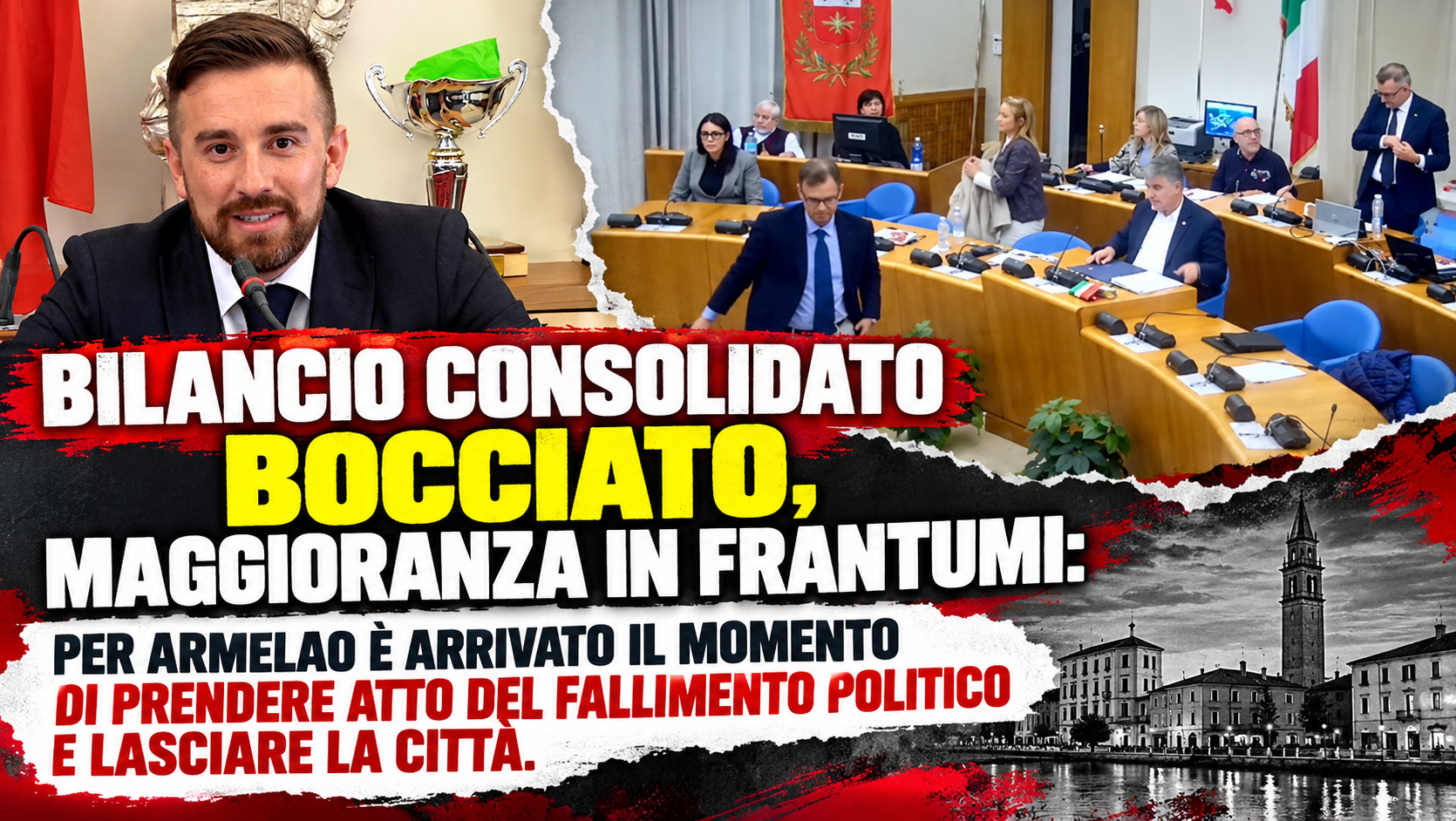 BILANCIO CONSOLIDATO BOCCIATO, MAGGIORANZA IN FRANTUMI: PER ARMELAO È ARRIVATO IL MOMENTO DI PRENDERE ATTO DEL FALLIMENTO POLITICO E LASCIARE LA CITTÀ.