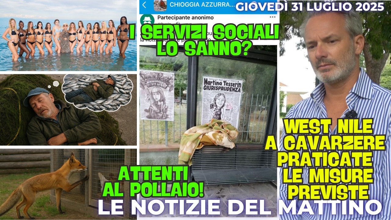 COSA C'E' DI NUOVO - IL NOTIZIARIO DI CHIOGGIA AZZURRA DI OGGI, giovedì 31 luglio 2025