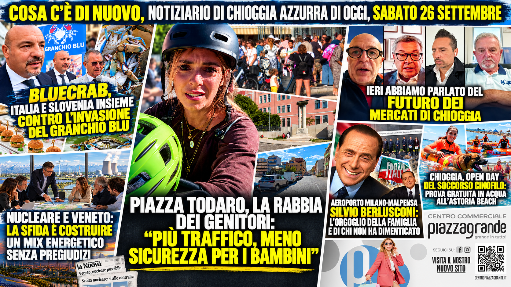 COSA C’È DI NUOVO, NOTIZIARIO DI CHIOGGIA AZZURRA DI OGGI, SABATO 26 SETTEMBRE